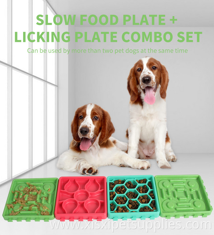 Factory Wholesale 4 In 1 Silicone Pet Fun Interactive Slow Feeder Bowl Dog Lick Mat Dog Food Plates